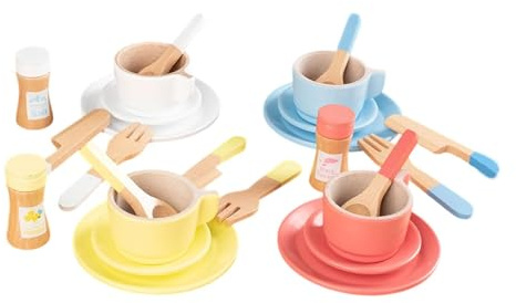 CoudarTitie Juego de Té, Juego de Té de, Tazas de Té para Niñas, Accesorios de Cocina para Juegos de rol, para Niños Pequeños, Juguetes de Madera, Style B