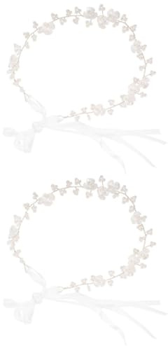LABRIMP 2 Stück Braut Blumen Haarreif Flexibel Verstellbar Perlen Haarschmuck Leicht Für Strandhochzeit Besondere Anlässe