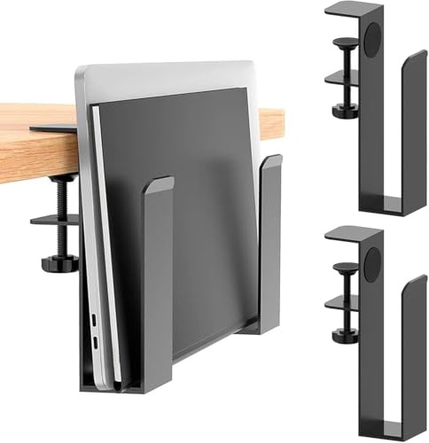 Soporte de escritorio lateral para ordenador portátil - Ajustable - Soporte vertical para ordenador portátil - Soporte lateral de metal para ordenador portátil