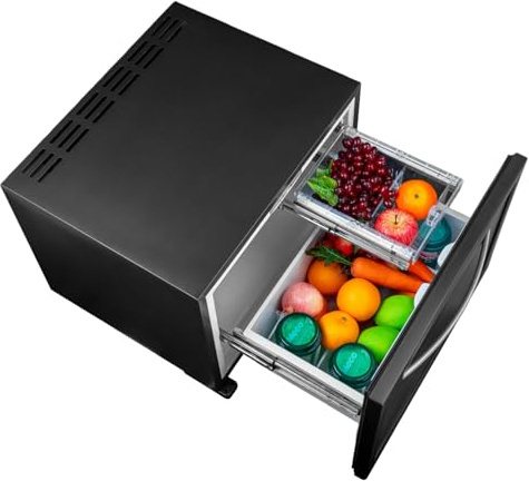 Smad Camping Drawer Fridge 45L 12V 240V, 2 Way Fridge for Caravan | RV, Campervan, Truck, House, Quiet, Three-level Cooling Adjustment, 0℃-10℃