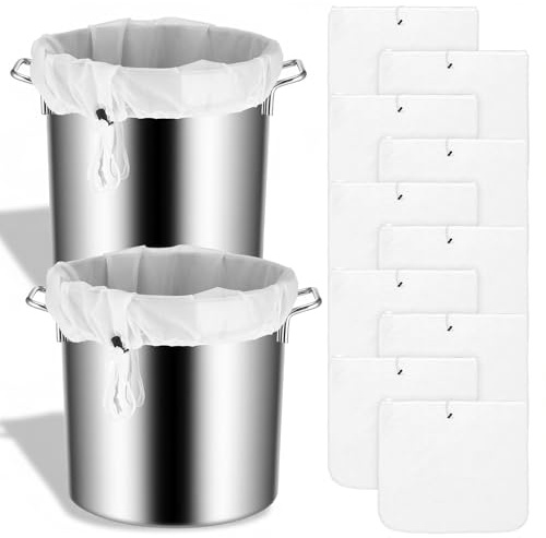 Kifmurase 10Pcs Brew Bags, Extra Large 26 x 22'' Fine Mesh Strainer, Reusable Cold Brew Bags, Fine Mesh Bag, Drawstring Cheese Cloth Straining Bag for Fruit Cider Apple Grape Wine Press