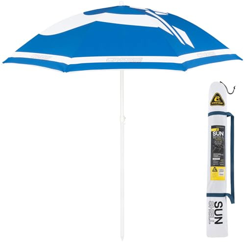 Cressi Sunshell Umbrella Parasol Blue/White/Black - Leichter und Tragbarer Sonnenschirm für den Außenbereich, zum Schutz vor Sonne und Wetter, Blau/Weiß/Schwarz, Ø 200cm