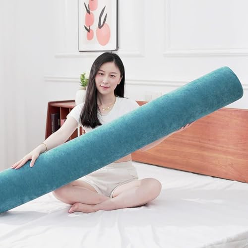 Eashaoo Rundes Körperkissen, Nackenkissen, Nackenrolle, Memory-Schaum, zylindrische Nackenrolle, Kissen für Beine, Lendenwirbelstütze, Bett-Rückenlehnenkissen mit abnehmbarem Bezug (Blau, 50 x 10 cm)