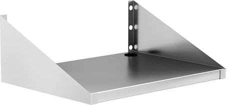 HOCCOT Stainless Steel Microwave Shelf Wall Mount, Commercial 430 Steel Metal Rack, Heavy Duty 150 lbs Floating Shelving, Cord Management Hole for Kitchen, Laundry, Garage 24x18