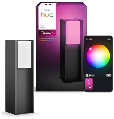 Philips Hue Turaco Outdoor Pedestal Light, Anthracite, dimmable, Warm White Light, controllable via app, Compatible with Amazon Alexa (Echo, Echo Dot), new Generation