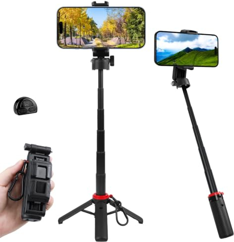 Selfie Stick Stativ mit Zoom Funktion, Handy Stativ mit Fernauslöser | 360° Drehbar, Aluminium Teleskopstange, kompatibel mit iPhone 17 16 15 Pro Max, Samsung S26, S25 Vlog/Foto