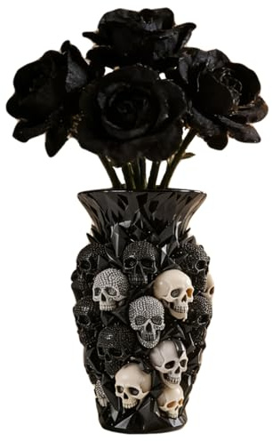 Gothic Skull Planter Gifts, 15cm Skeleton Vase for Indoor Plants, Flower Pot with Skull, Halloween Decorations, Spooky Home Office Indoor Outdoor Garden Decor