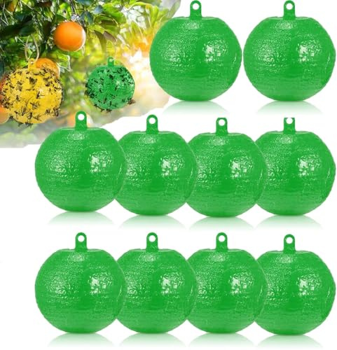 Trappole Per Mosche Della Frutta Da Appendere, 10 Pezzi Trappola Adesiva A Sfera Per Insetti Volanti, Riutilizzabile E Impermeabile, Per Giardino Frutteto Serra Cucina Fattoria (verde)