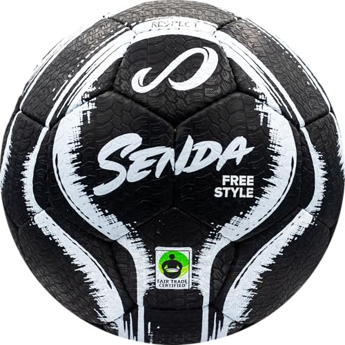 SENDA Street Freestyle, Trick, and Skills Soccer Ball with Rubber Outer Cover, Fair Trade Certified, Black/White, Size 4 (Ages 13 & Up)