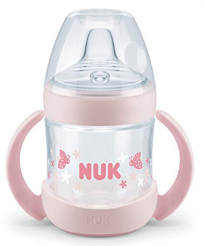 Nuk Nature Sense Trinklernflasche, Auslaufsicher, Extra Breite & Weiche Trinktülle, 6-18 Monate, BPA-frei, 150ml, Rosa