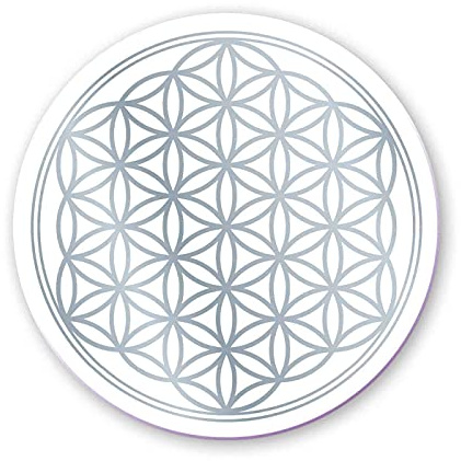 Raduly Getränkeuntersetzer - Blume des Lebens Mandala Silber, Rund, Durchmesser 140mm, Kunststoff