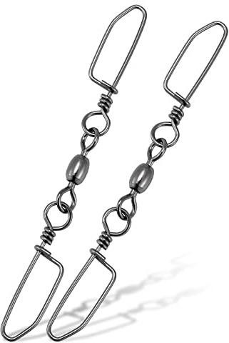 Dr.Fish 20 Pack Double Snap Swivels, High Strength Crane Rolling Barrel Swivels with Coastlock Snaps Stainless Rust Resistant Saltwater Connector Trolling Planer Board Line Release Clips 44LB