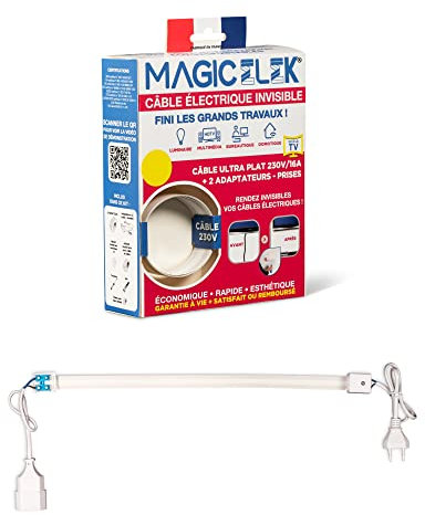 MAGIC ELEK - Cavo di alimentazione molto piatto, 1 m, 230 V/16 A – filo elettrico invisibile – Nastro isolante che scompare sotto vernice, carte da parati, piastrelle, parquet. Niente più canali per