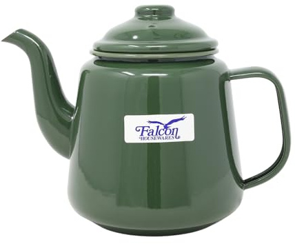 1.5L Enamel Teapot Moss Green Gas Electric Hobs Compatible Induction Safe 14cm