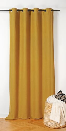 LINDER Rideau Isolant Thermique et obscurcissant Inuit Jaune Moutarde Finition œillets Canon de fusil140x260cm