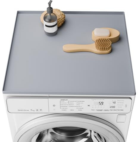 congumi Waschmaschine Abdeckung, 60x50cm Silikon-Waschmaschinenauflage, Waschmaschine und Trockner Top Protector Matte, Rutschfest Heavy Duty für Haus Küche Waschküche