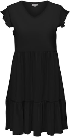 ONLY CARMAKOMA CARMAY Life cap SL Frill Dress Jrs Noos, Nero, XL