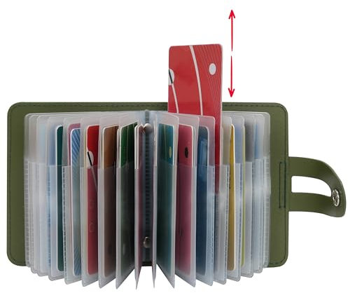 KELEKELE Echt Leder Kartenetui für Damen und Herren Kreditkartenetui-40 Karten (Grün)