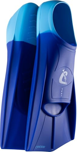 CRESSI Vera Fins Blue/Azure L-Pinne Corte Unisex in Silicone 100% Design Scarpetta Chiusa, per Nuoto, Training Acque Libere, Piscina, Snorkeling, Immersioni, Blu/Azzurro, L (EU 42/44)