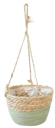 Cache-pot d'extérieur, panier à plantes, panier suspendu, tissé à la main, pour plantes, pot de fleurs, panier suspendu, panier à plantes, panier à plantes, diamètre : 30 cm, hauteur : vert, taille