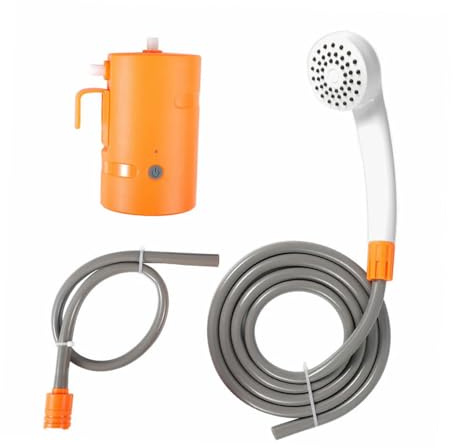 YARNOW 1Set Shower for Outdoor Camping Rechargeable Shower Washing Kit with LED Light for Travel Hiking Pet Cleaning and Garden Watering Orange