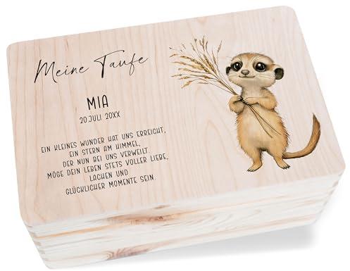 Shirtracer Erinnerungsbox Baby personalisiert Erdmännchen Taufspruch