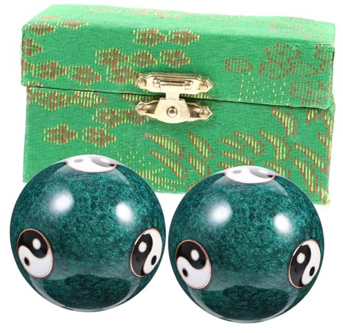 WEKAMOS 2 Stück Metal Hand Massage Balls Handliche Fitness Entspannungsbälle aus Metall Drucklindernde Handmassagebälle für Schmerz Stressabbau Langlebig und Tragbar Grün
