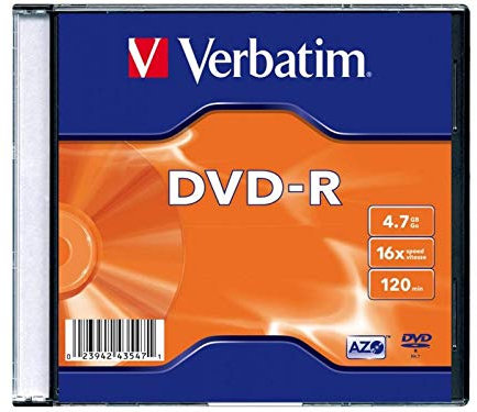 Verbatim DVD-R 16X Single wrap SC 4,7 Go Matt silver Slim Case (1)