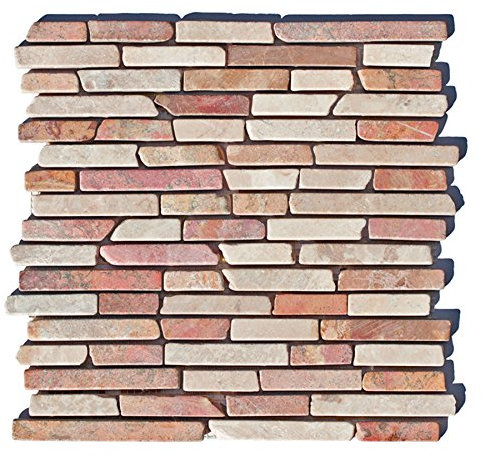 1 qm ST-1-434 Marmor Naturstein Stäbchen Mosaikfliesen mediterran Rot Beige Weiß Bad Design Fliesen Lager Verkauf Stein-Mosaik Herne NRW