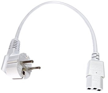 Netzkabel Schutzkontaktstecker auf Kaltegrätebuchse (40cm, gerade, weiß)