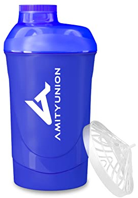 AMITYUNION Shaker à protéines 800 ml avec tamis - Gobelet fitness Deluxe | Protéines anti-fuite - Sans BPA, avec graduation pour shakes crémeux à base de protéines de lactosérum