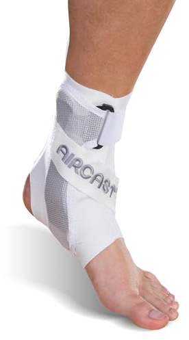 AIRCAST A60 Ankle Support Brace -Ankle Sprain, Chronic Instability, Stabilising Sports Support for Protection and Prevention. Size Small, Left, White