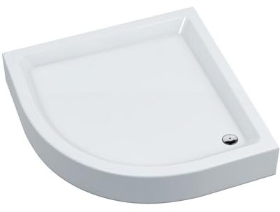 Duschwanne NORMA, Maße 80x80cm Viertelkreis Radius 55cm für Duschkabine, Duschtasse, 3x Standfüße, Domoplex Ablaufgarnitur, Weiß Acryl