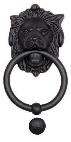 Türklopfer antik, Löwenkopf groß, handgemacht aus Eisen, schwarz | echtes Handwerk