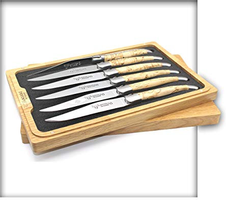 Laguiole en Aubrac 6 Premium Steakmesser Frankreich geschmiedet Griff Birkenholz