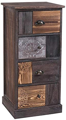 CARO-Möbel Schubladenkommode MARA Standregal Aufbewahrungsregal, Shabby Chic Vintage Look mit 4 Schubladen