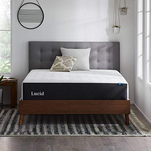 Lucid 12 Inch Memory Foam Mattress - Medium Plush Feel - Infused with Refreshing Bamboo Charcoal and Cooling Gel - Bed in a Box - Temperature Regulating - Pressure Relief - Breathable - Queen Size