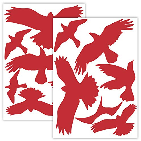 Vogelschutz und Fensterschutz - 13 Aufkleber - Schutz vor Vogelschlag - Sticker Vögel (Rot)