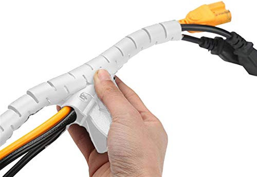 Insun Flame Retardant Polypropylene Cable Sleeve Wire Protector Cable Management System for Office and PC with 1 Guide Cable Clip White 1.10 164ft