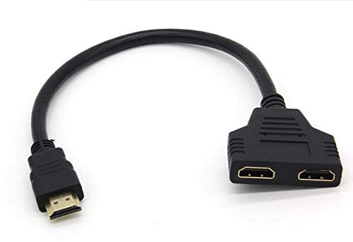 Adaptateur 2 Ports Cable HDMI pour Mac et PC Television TV Console Gold 3D Full HD 4K Ecran 1080p Rallonge (Noir)