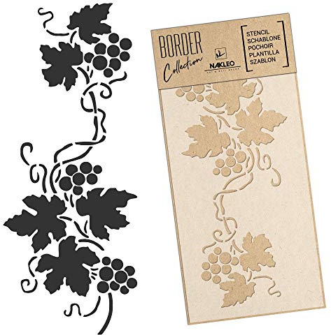 NAKLEO Border Malerschablonen - 21x45 cm - Grapevine Dekor Pflanze Muster - Plastic Wiederverwendbare Wandschablone - Handwerk DIY Ornament