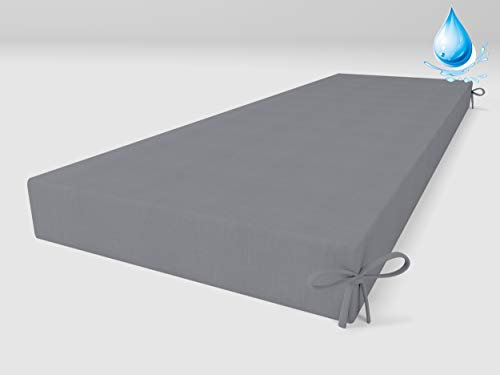 ALOHA Bankauflage Bankkissen für Gartenbank, Gartenschaukel, Gartenmöbel, Terrasse, Rasen, Sitzbank-Kissen Bankpolster Auflage (Wasserabweisend Grau / 120x40x8cm / 1 Stück)