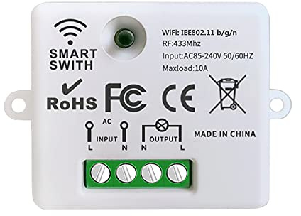 DieseRC Mini commutateur WiFi sans fil récepteur de télécommande de relais RF 2500W 10A contrôle intelligent par téléphone via l'application Tuya compatible avec Alexa/Google Home