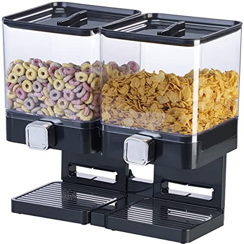 Rosenstein & Söhne Müslispender: Doppel-Spender für Cerealien & Snacks, 33,5 x 30,5 x 16,5 cm, schwarz (Cornflakes Spender, Doppel-Müslispender, Frischhaltedosen)