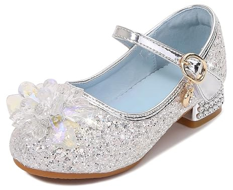 Monissy Déguisement Doux Chaussures Enfant Paillettes de Princesse Comfortable Mariage Noël Fête Anniversaire Carnaval Cérémonie Fête Cadeau Fille Ballerines Cosplay pour Enfant Costume