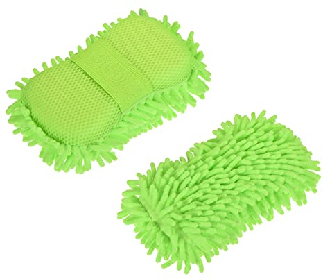 M METERXITY 2 Pack Chenille Sponge Mitten - Universal Glove Wash/Wipe Glass, Window, Screen, Apply to Household Cleaning (9.06 x 5.12 x 2.36 Inches, Light Green)