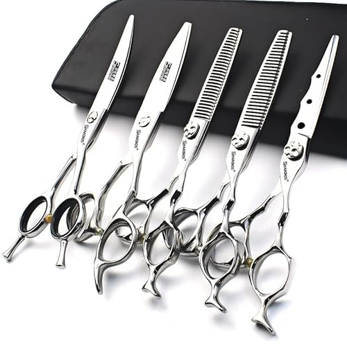 SHARONDS professionelle Friseurschere 6 Zoll Haarschneideschere 440C Salonschere Friseur Effilierschere Set 30-35% Ausdünnungsrate (6 Zoll -5pc)