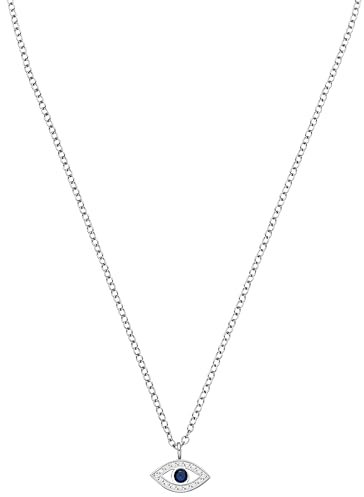 Purelei® Blue Eye Kette Damen (Silber) – Halskette Damen aus langlebigem Edelstahl – Wasserfeste Kette mit Anhänger – 40–45 cm Länge – Halskette für deinen individuellen Look