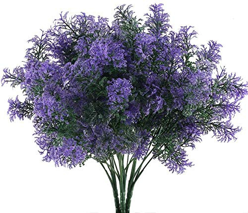 KOSHIFU 4PCS Künstliche Pflanzen Lila Kunstpflanzen Außenbereich Künstliche Blumen Plastik Pflanze Wetterfest Kunstblumen Balkonpflanzen für Outdoor Garten Balkon Fensterbank Deko