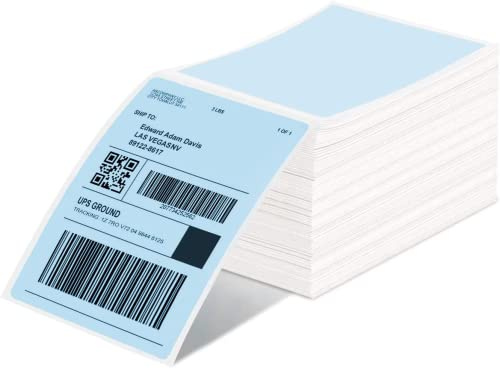 MUNBYN Versandaufkleber Blau 4×6 DHL Etiketten (500 Stück 10.2 x 15.2 cm) Thermopapier Versandetiketten für Labeldrucker 4XL Wasserfester Etiketten Papier, BPA/BPS-frei